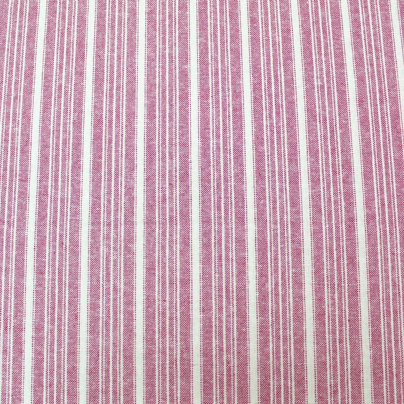 130CM REMNANT Linen and Cotton Mix - Stripe - Rose Pink