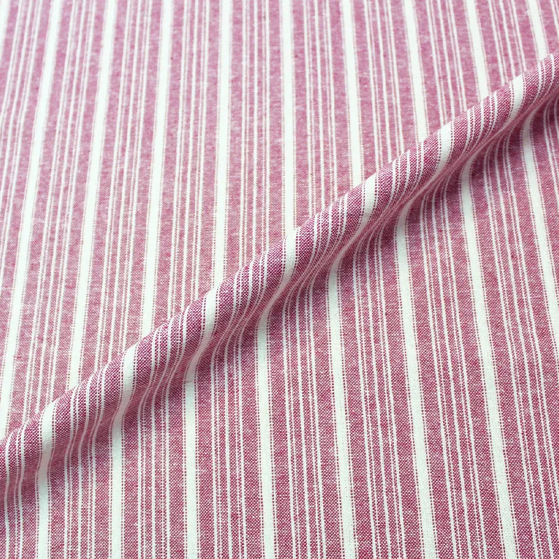 130CM REMNANT Linen and Cotton Mix - Stripe - Rose Pink