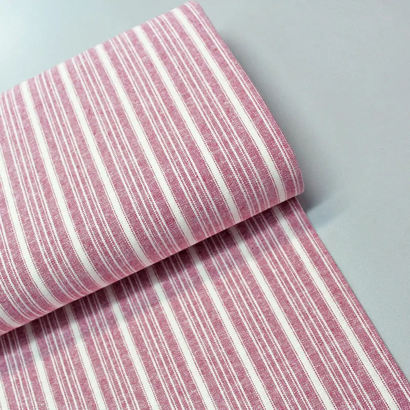 130CM REMNANT Linen and Cotton Mix - Stripe - Rose Pink