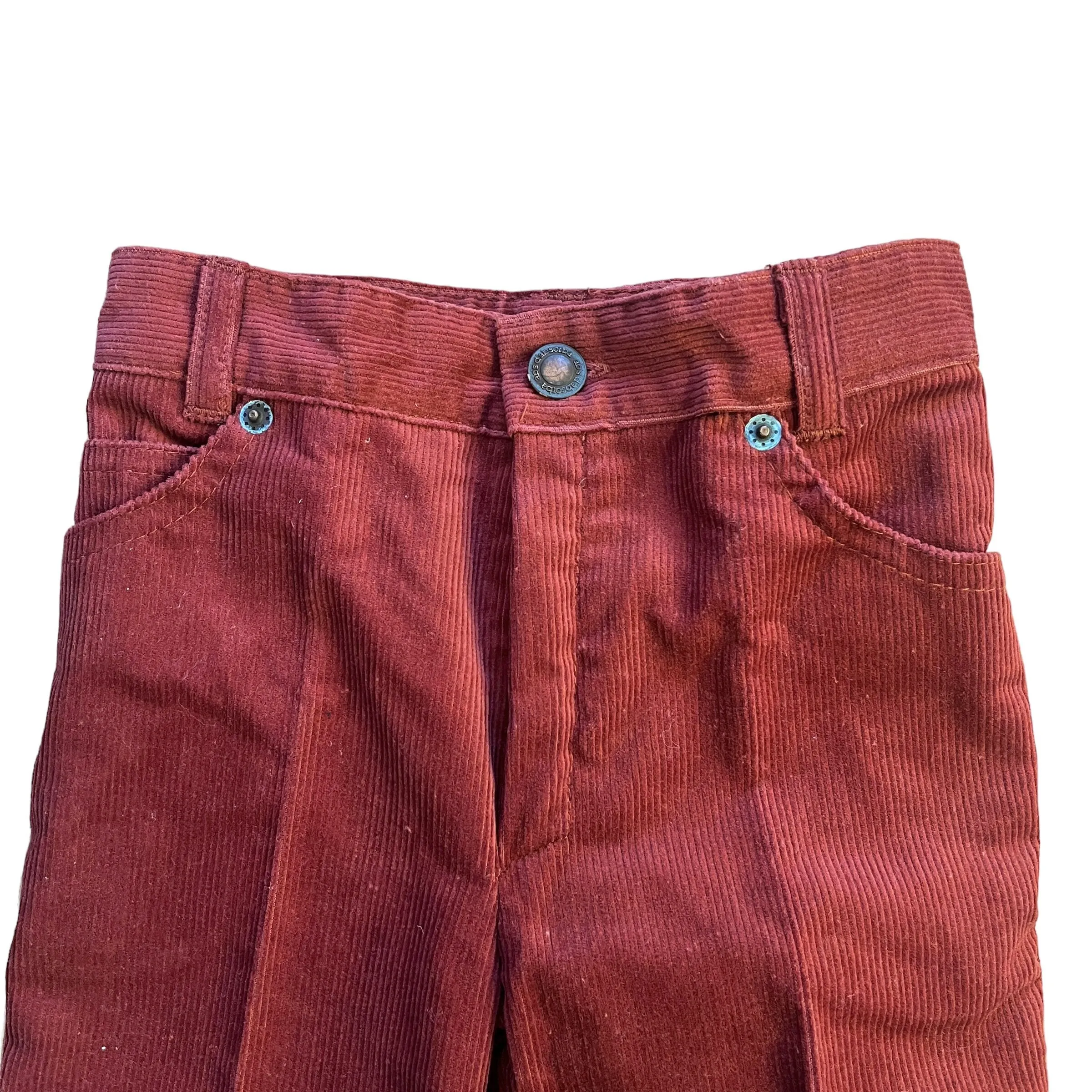 1970s Dark Red Cord Trousers /  4-5Y