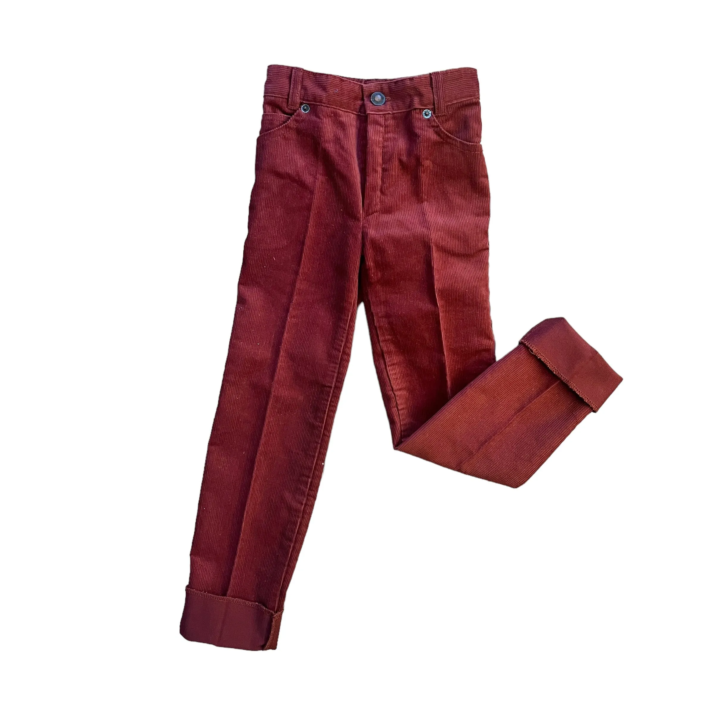 1970s Dark Red Cord Trousers /  4-5Y