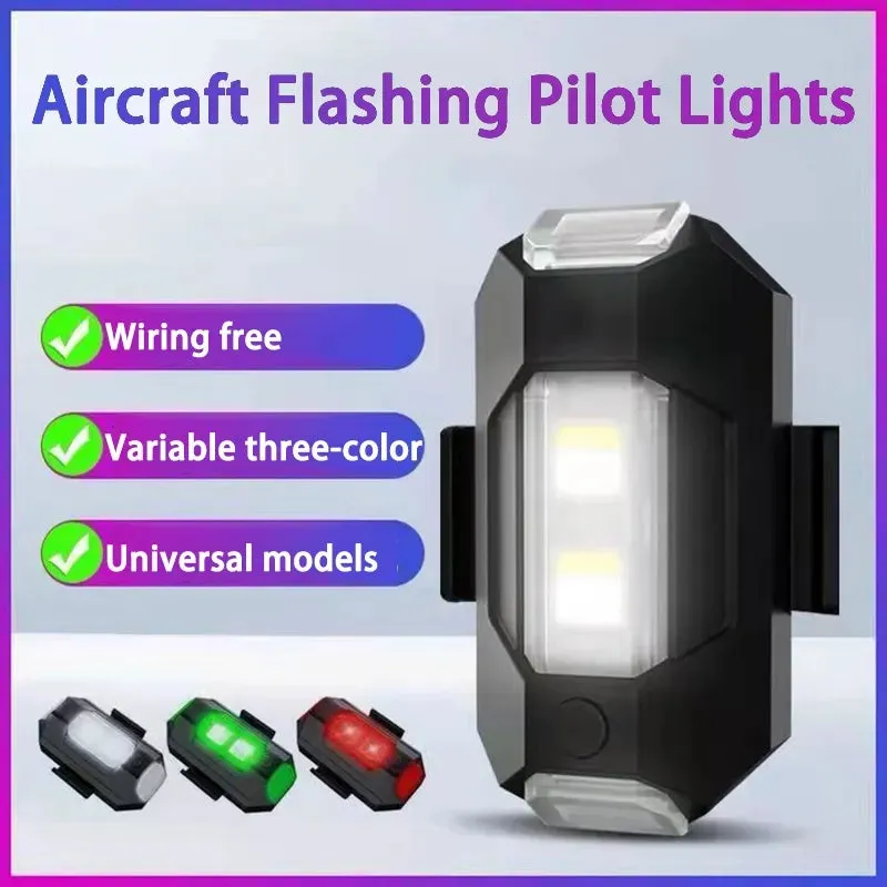 2 Pcs Set Multicolor LED Aircraft Light Strobe Light For Helmets Airplane Drone Light, IP54, Rechargeable