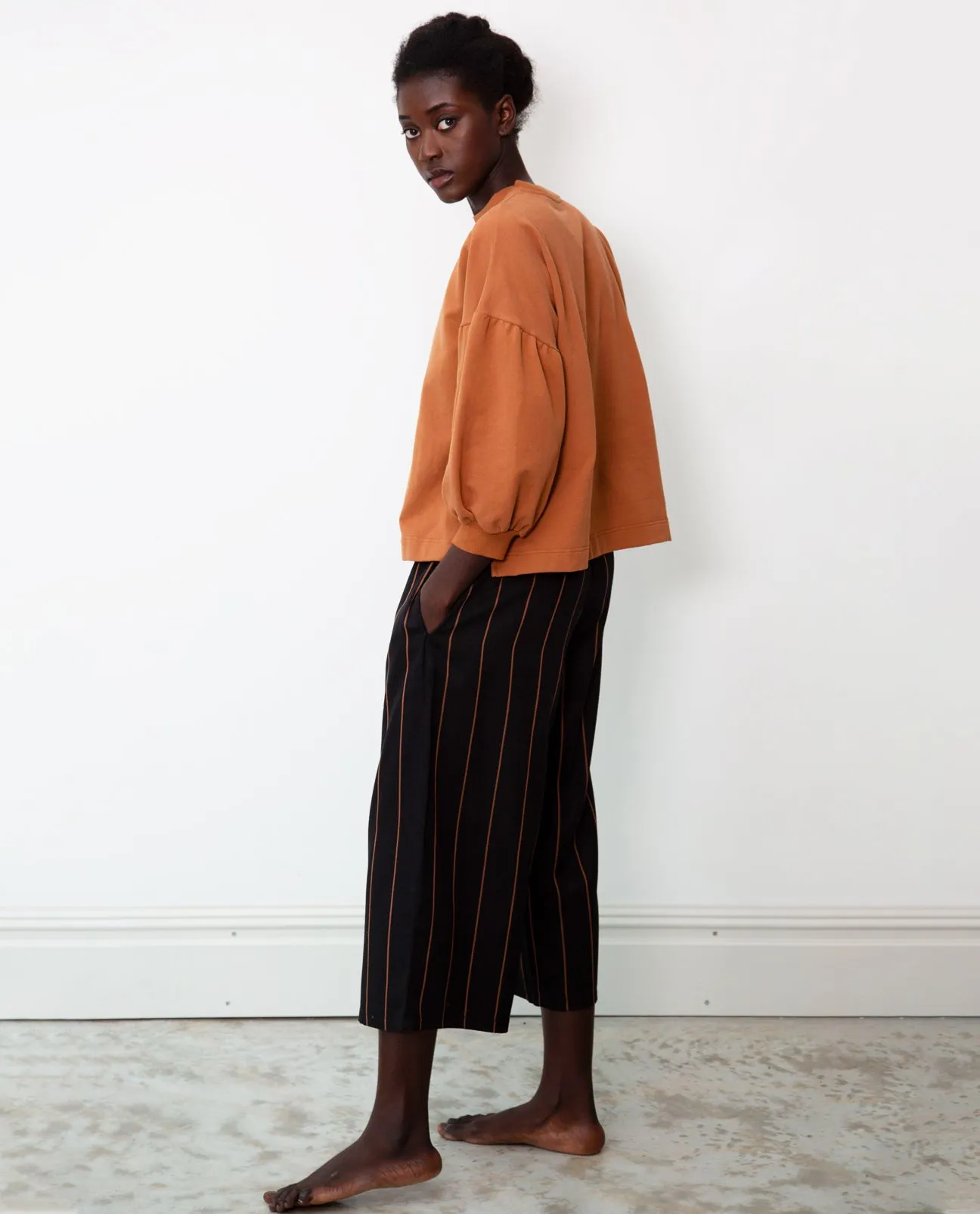 Adrienne-Sue Tencel Trousers In Black & Tan