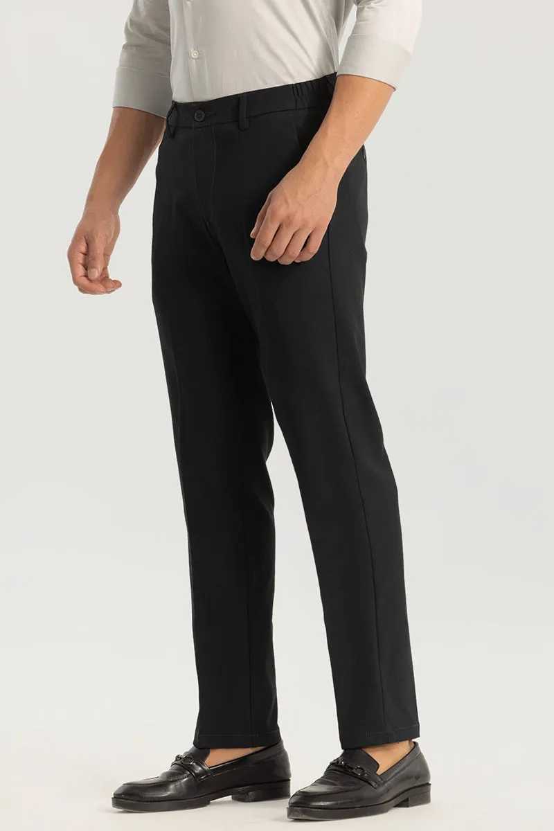 Ash Black Plain Slim Fit Trousers