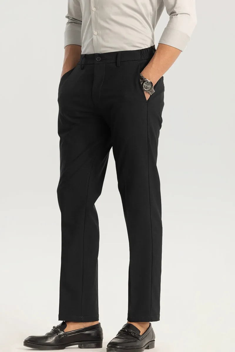 Ash Black Plain Slim Fit Trousers