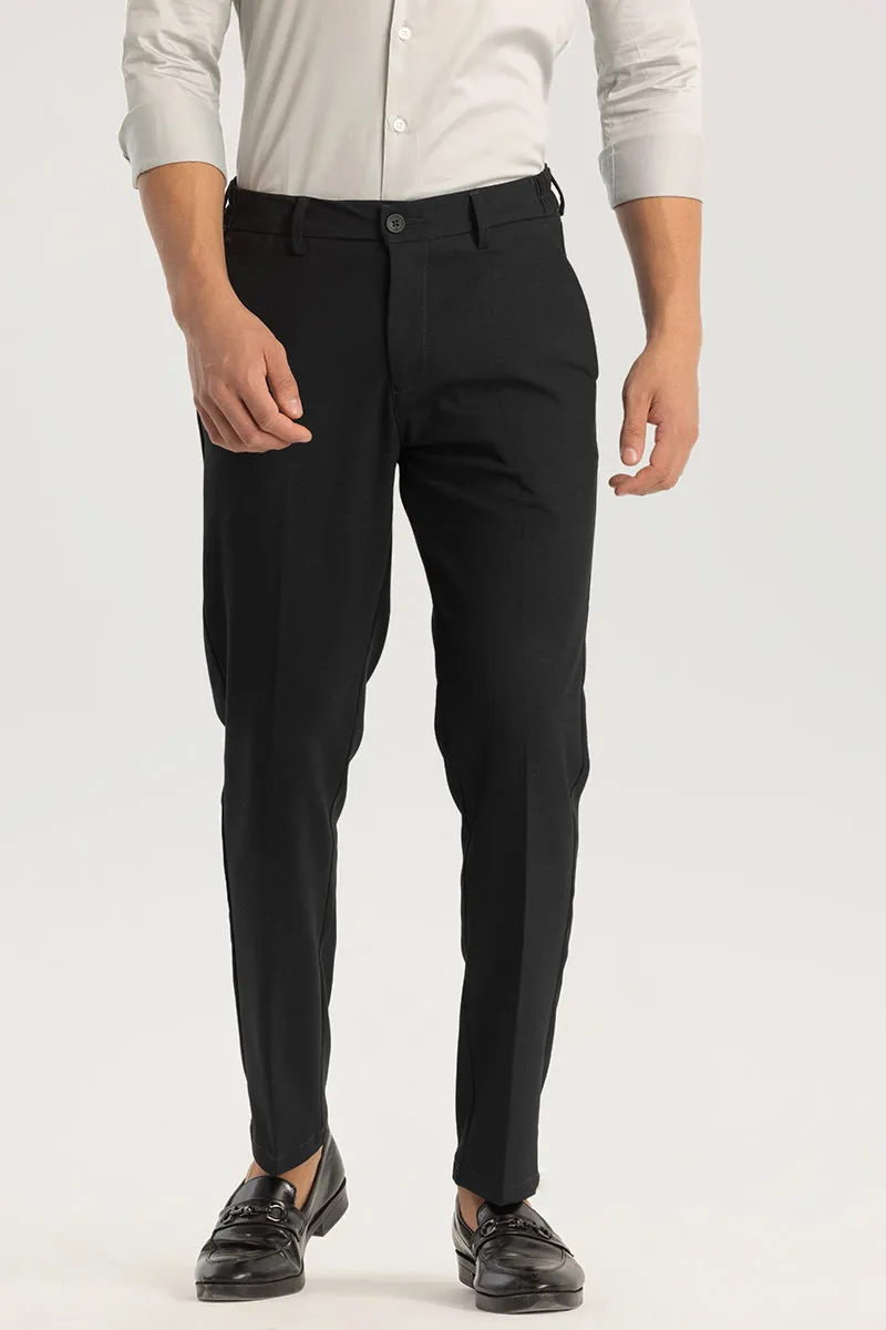 Ash Black Plain Slim Fit Trousers