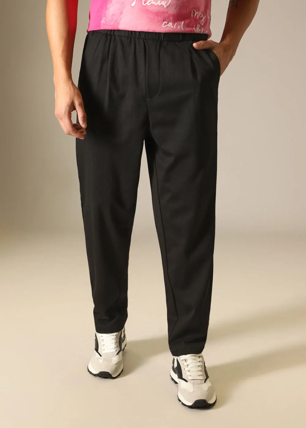 Aura Black Regular Fit Trouser