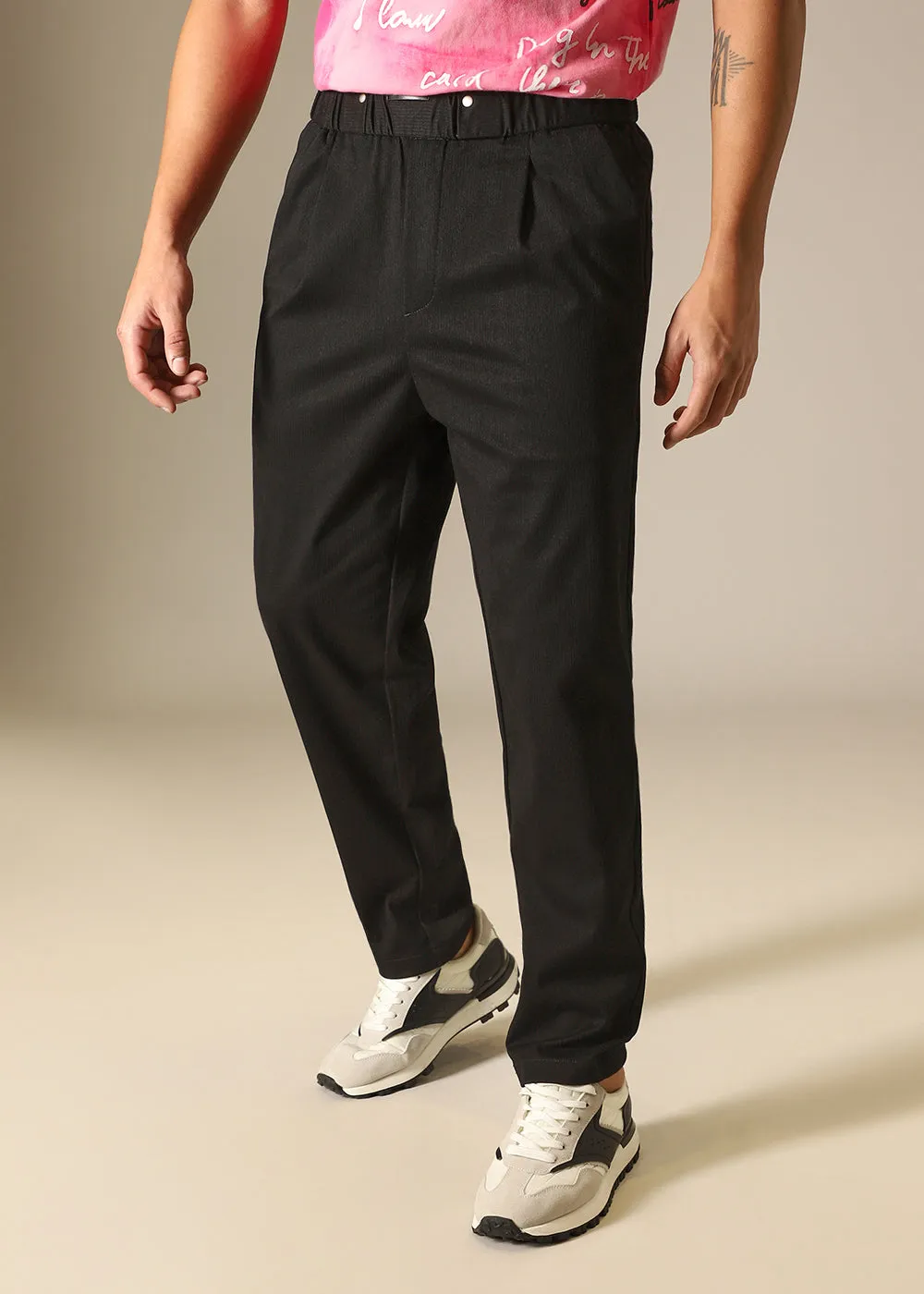 Aura Black Regular Fit Trouser