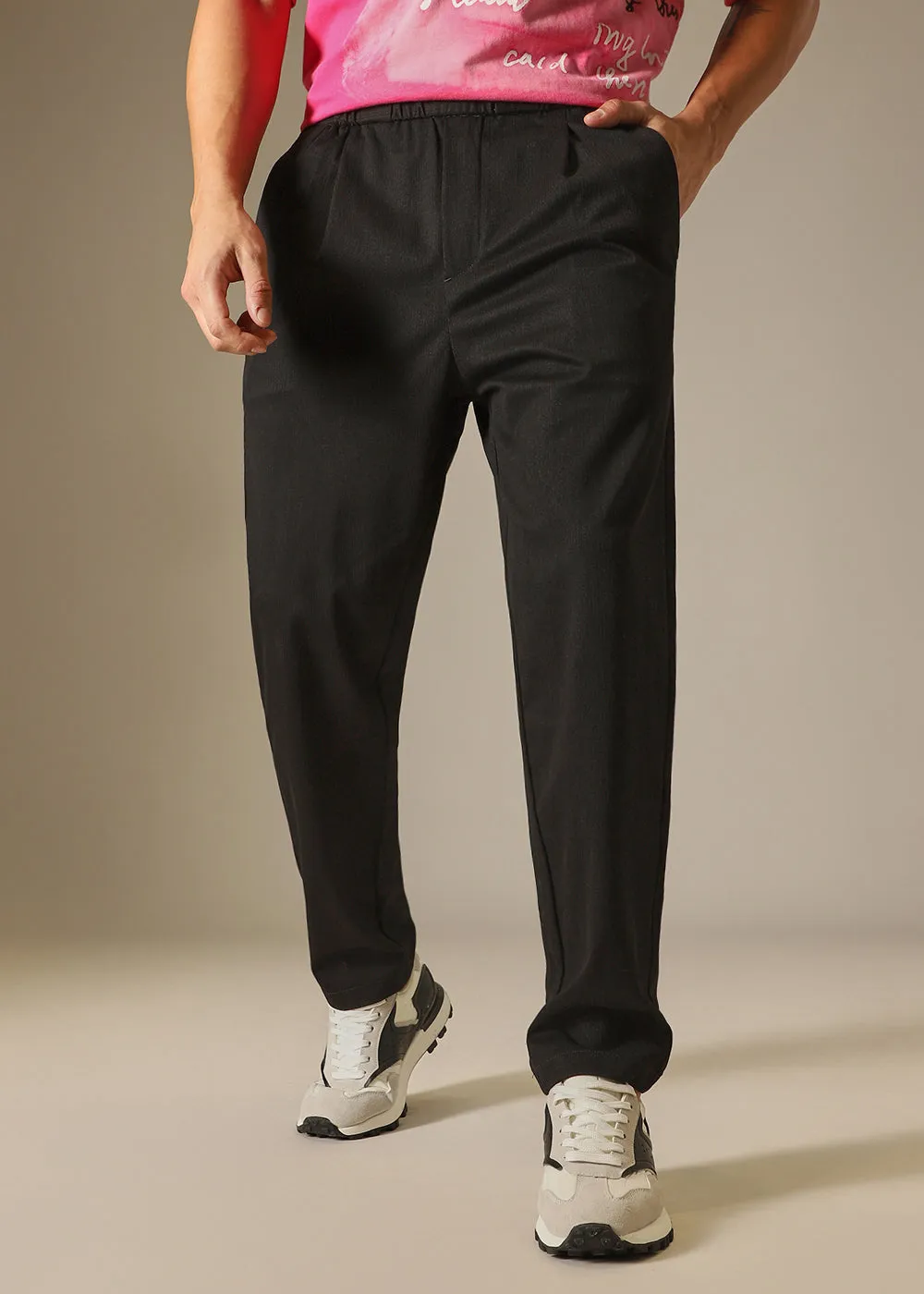 Aura Black Regular Fit Trouser