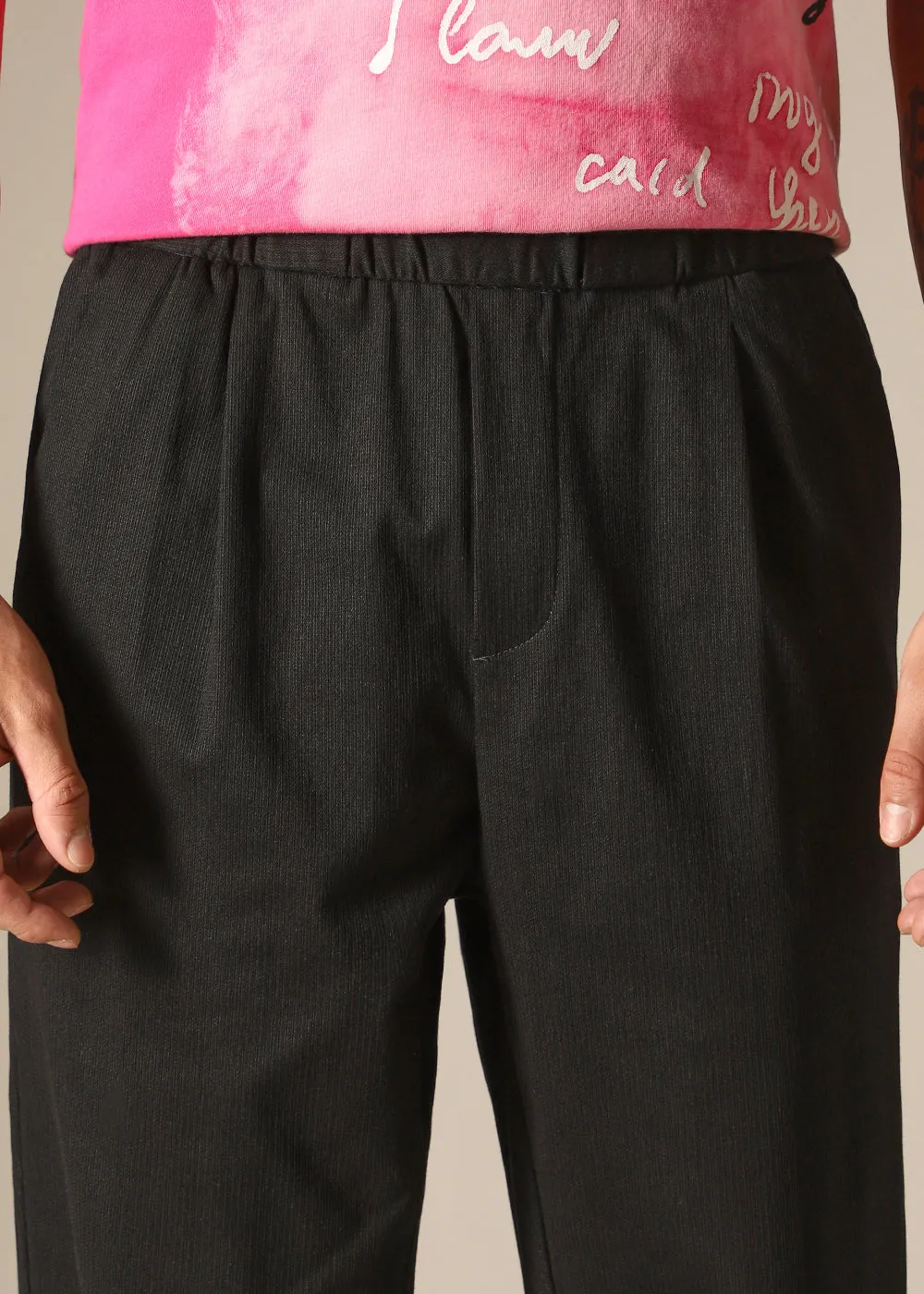 Aura Black Regular Fit Trouser