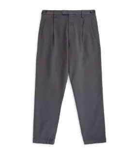 Barena Masco Mante Cotton Twill Pleated Trousers: Grey