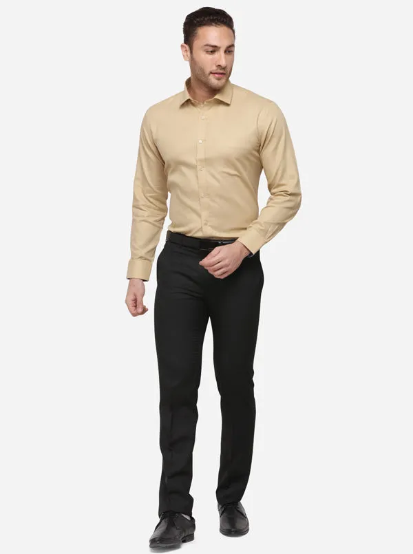 Beige Solid Slim Fit Formal Shirt | Greenfibre