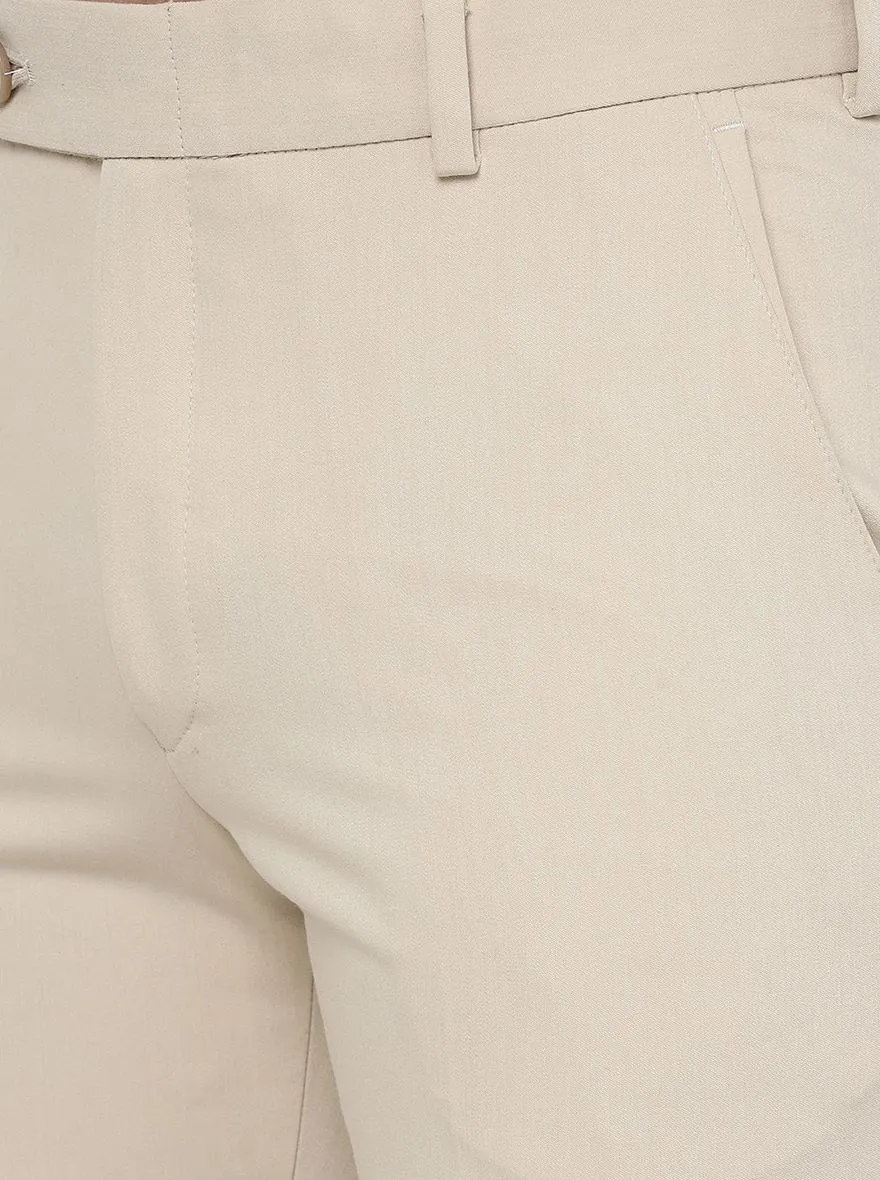 Beige Solid Slim Fit Formal Trouser | JB Studio