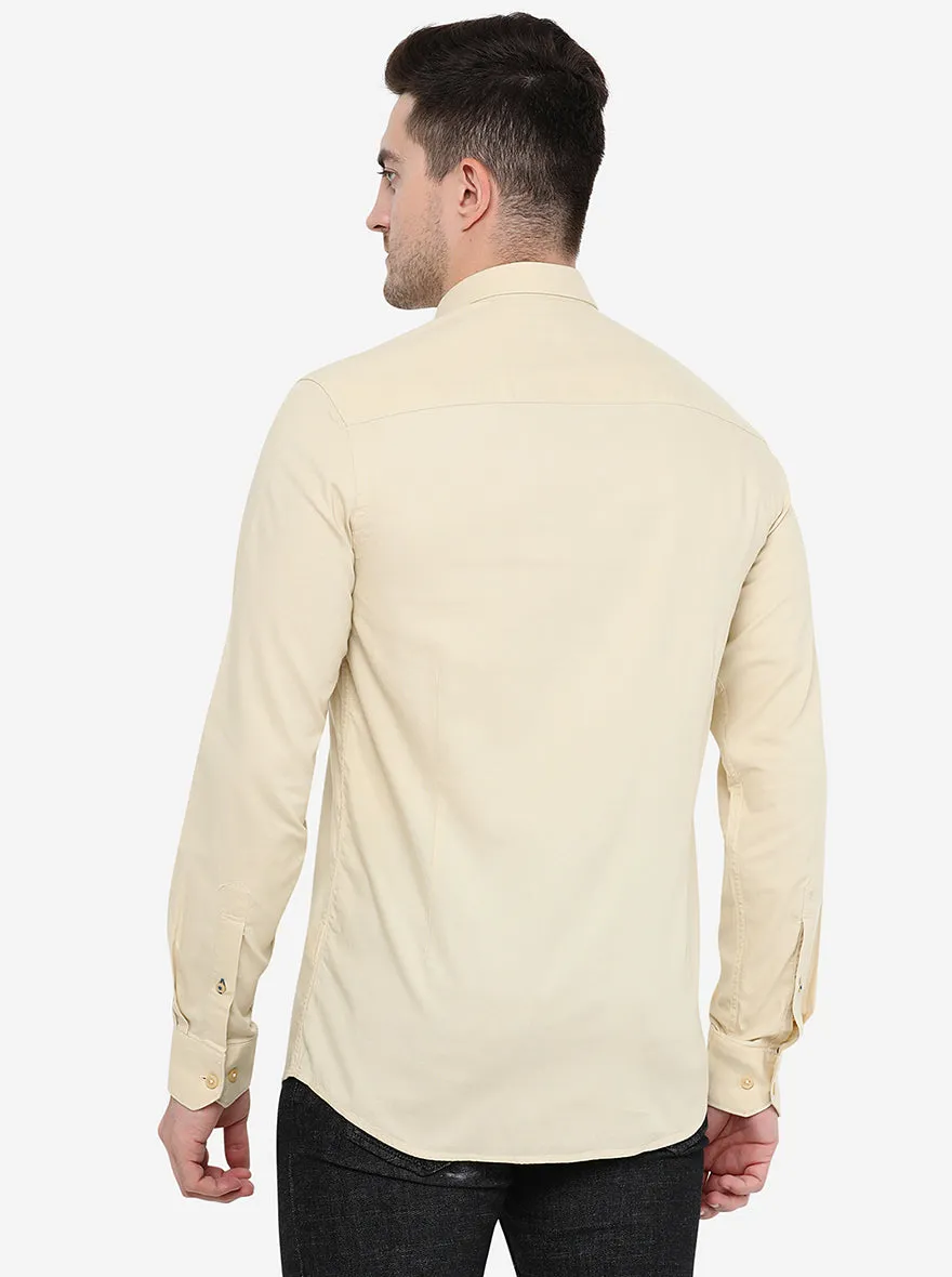 Beige Solid Smart Fit Casual Shirt | Greenfibre