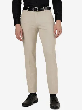 Beige Solid Super Slim Fit Formal Trouser | JadeBlue