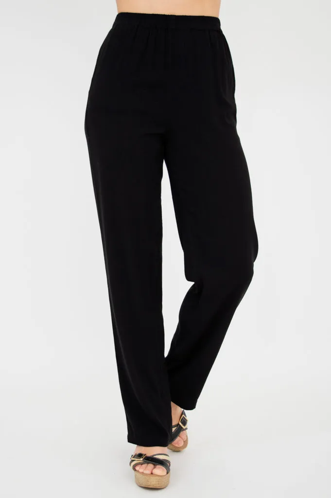 Bella Pant, Black, Linen Bamboo