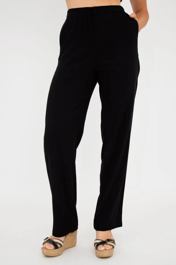 Bella Pant, Black, Linen Bamboo