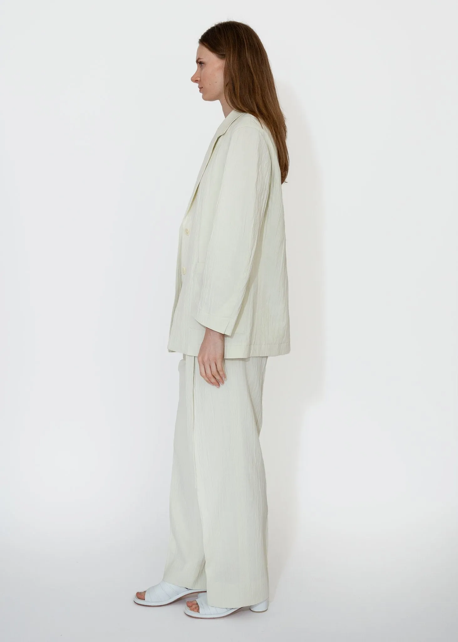 Belted Tucked Trousers in Ivory