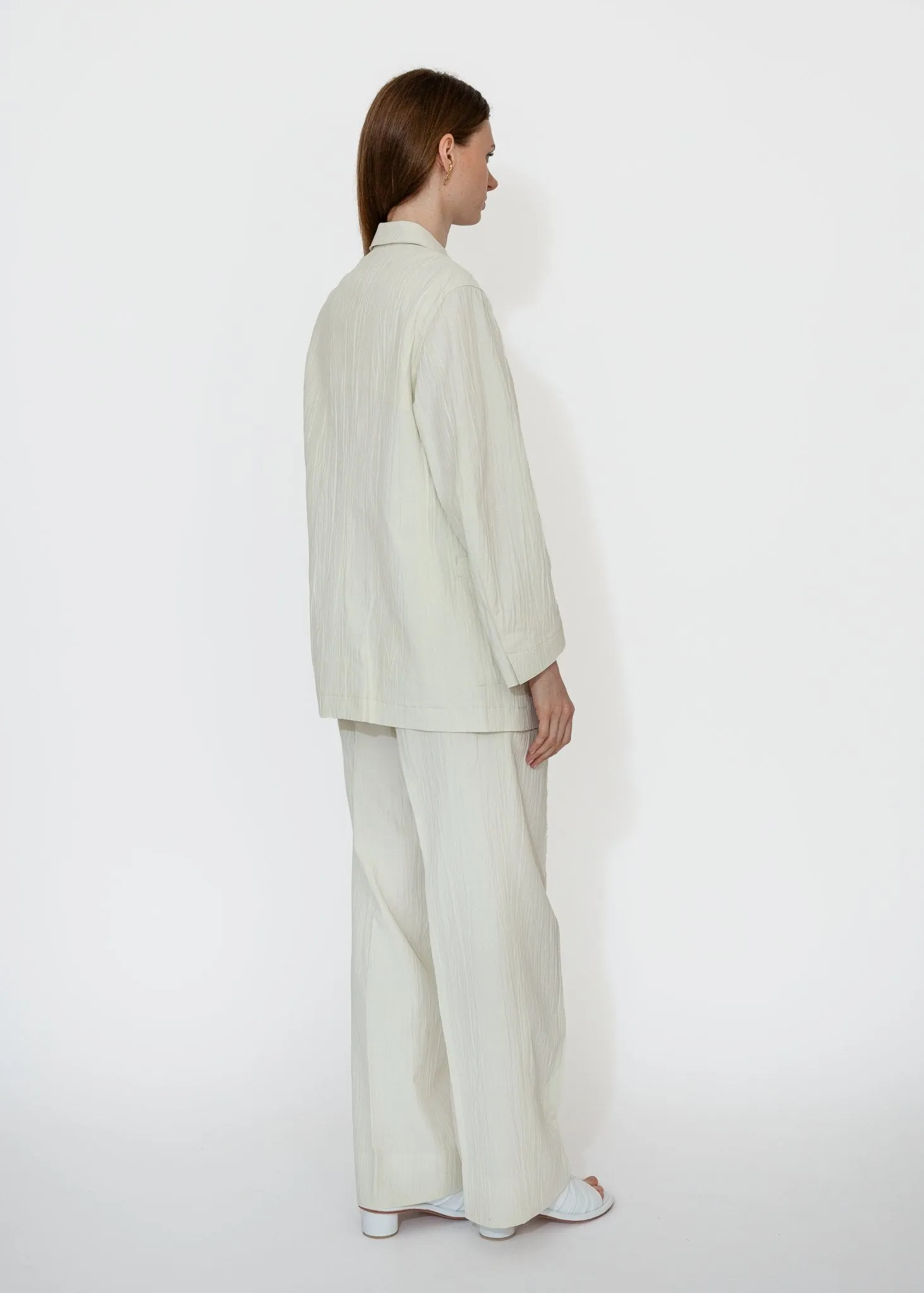 Belted Tucked Trousers in Ivory