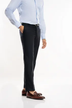 Birds Eye Textured Navy Blue, Wool Rich Formal Trouser