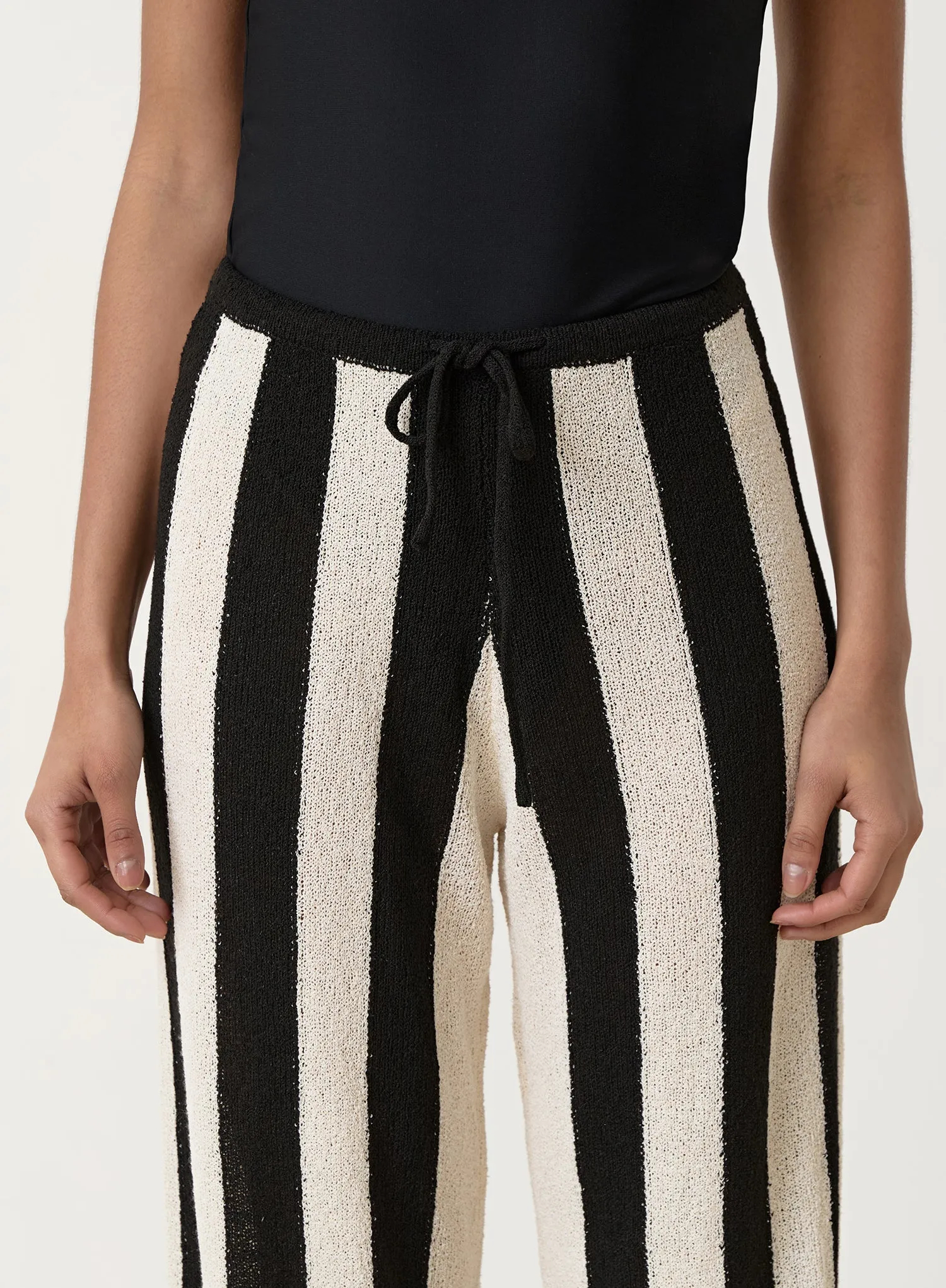 Black And White Striped Knit Trouser- Cuba