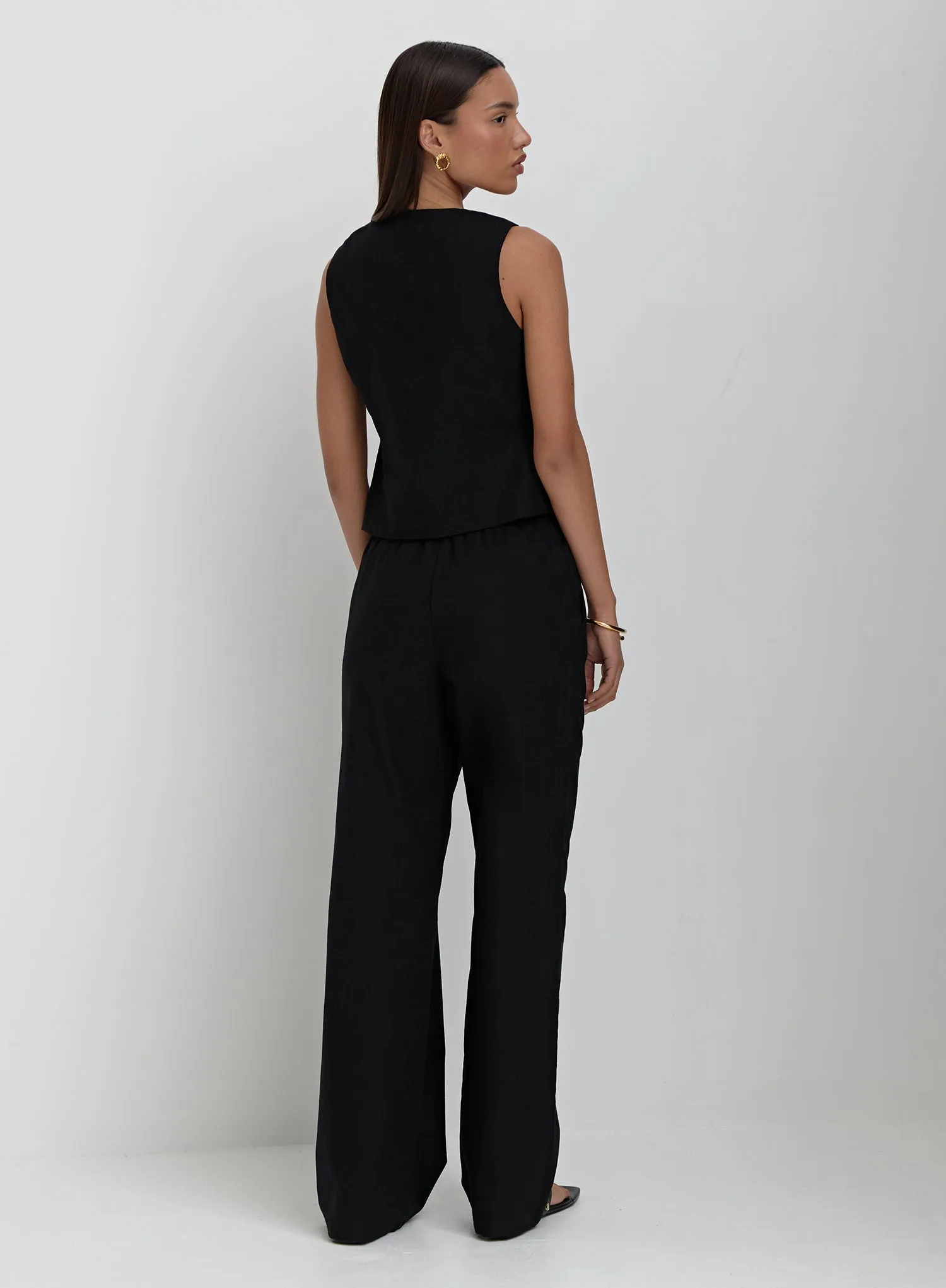 Black Beaded Tie Front Waistcoat- Zella