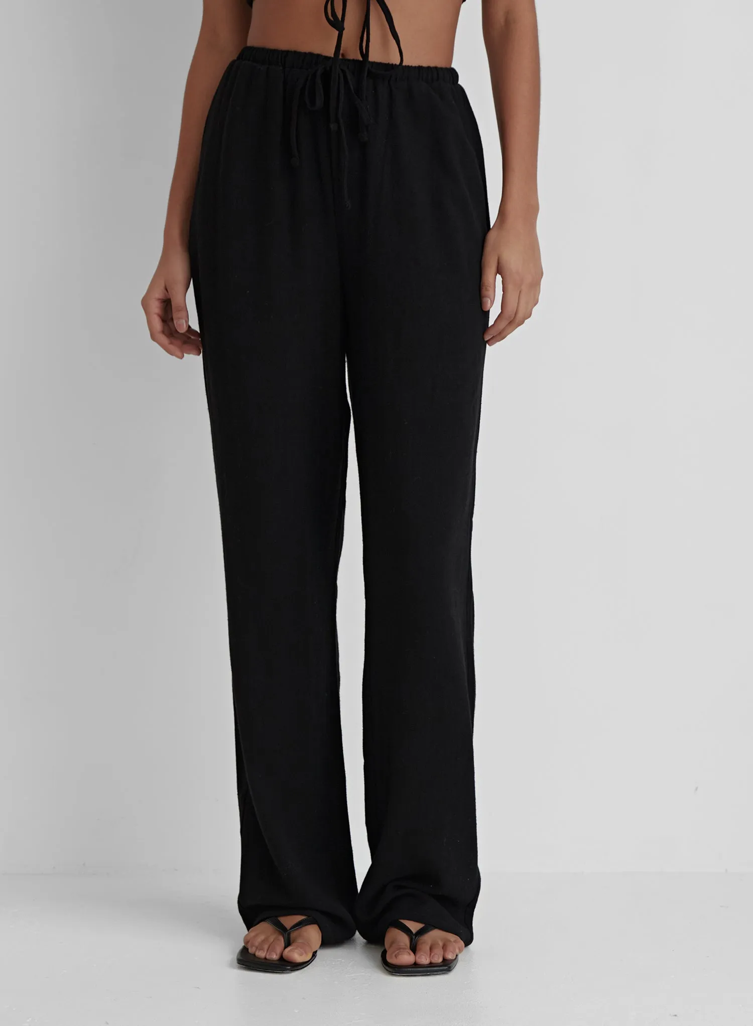 Black Elasticated Waist Relaxed Trouser- Jace