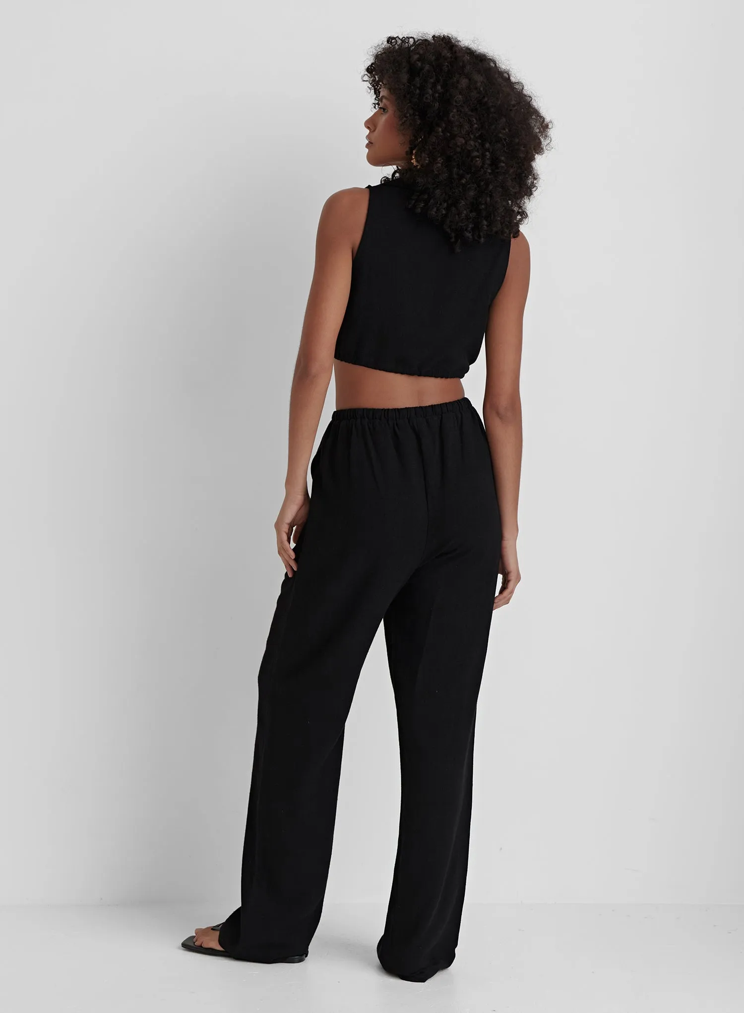 Black Elasticated Waist Relaxed Trouser- Jace