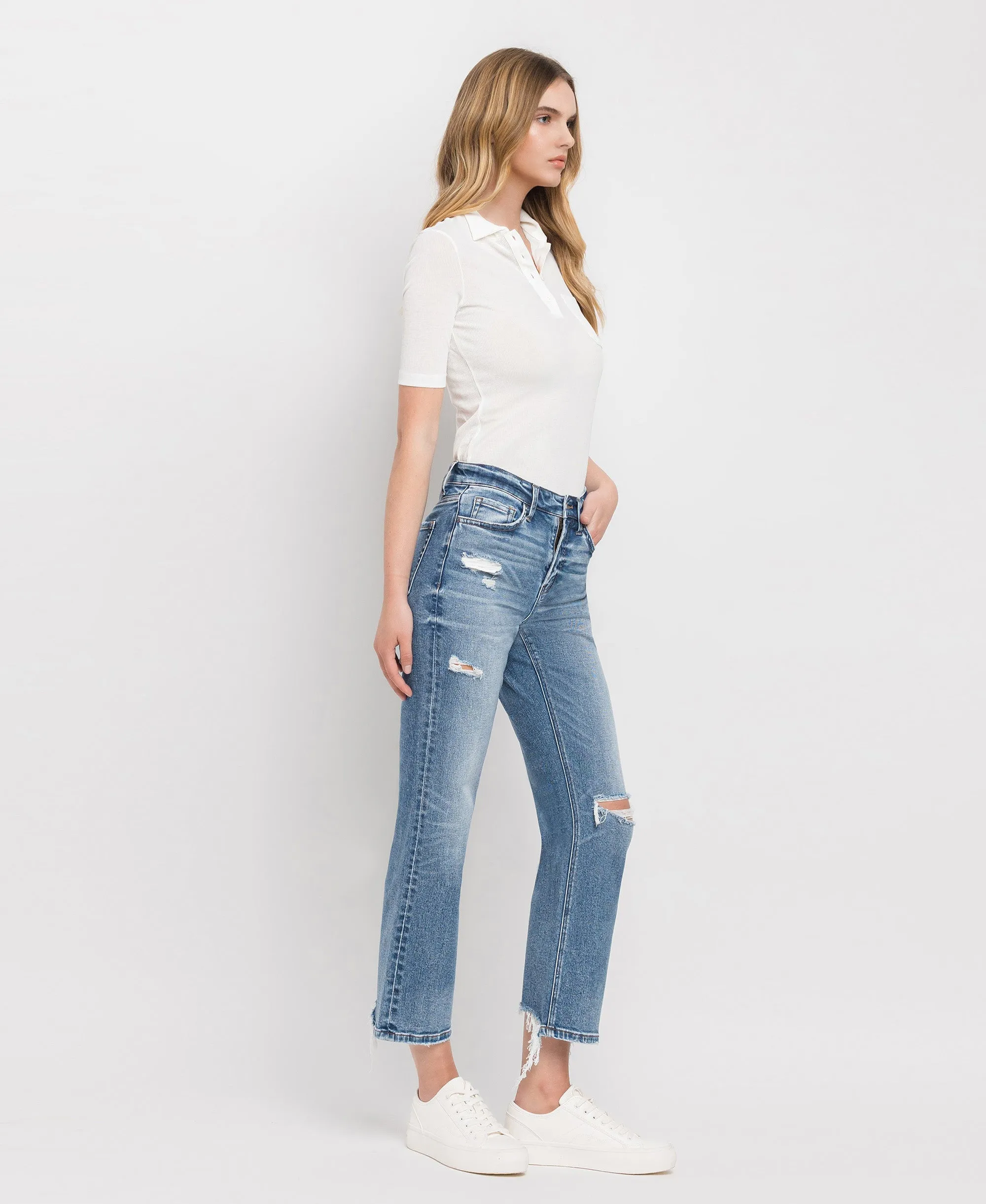 Blink - High Rise Distressed Crop Straight Jeans