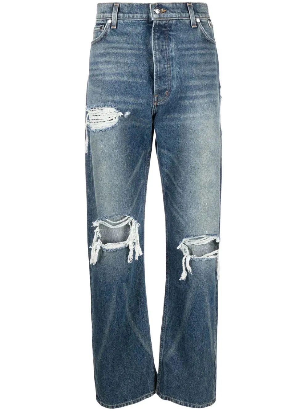 Boxer Distressed Straight-Leg Jeans