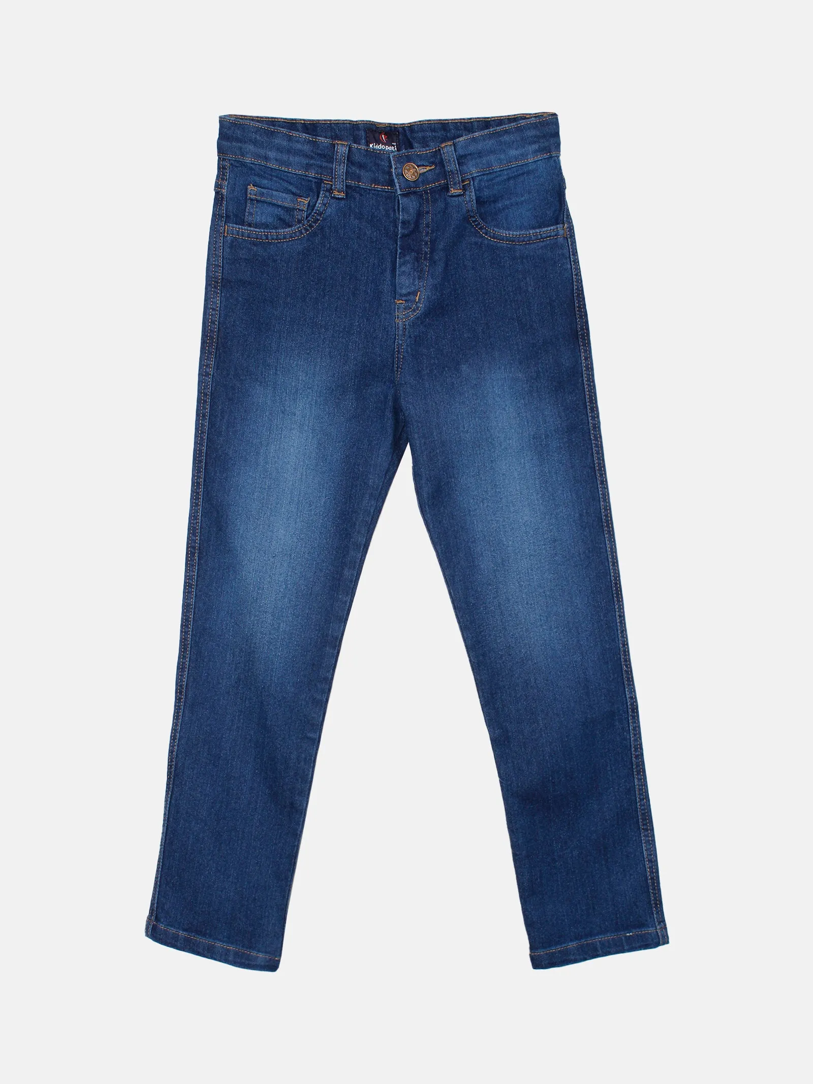 Boys Denim Full Length Washed Jeans With Stretch