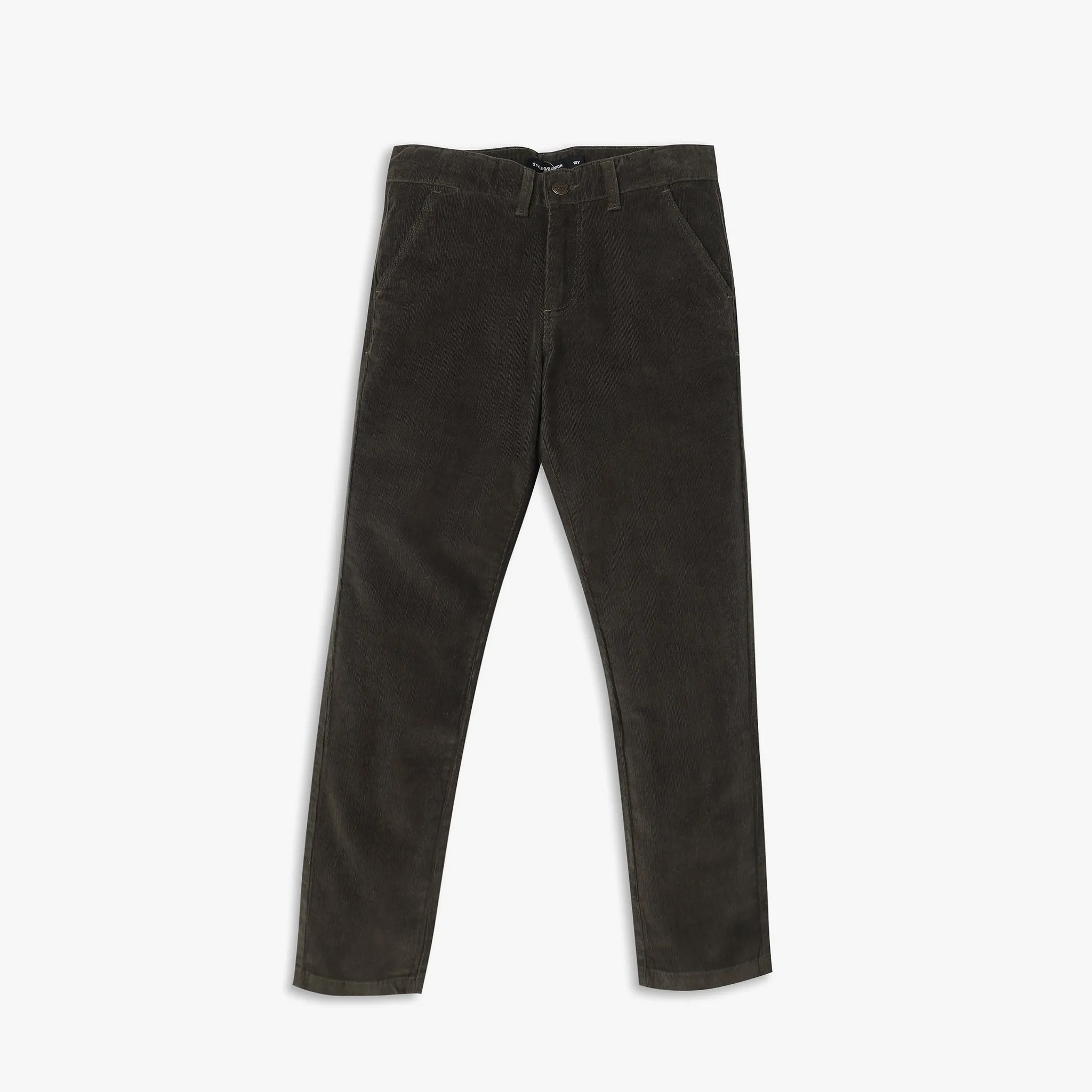 Boys Regular Fit Solid Mid Rise Trousers