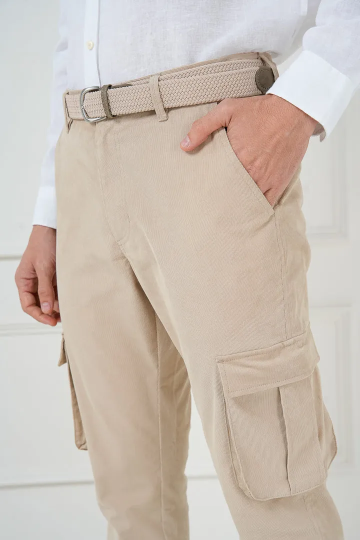 Buttercream Corduroy Stretch Cargo Pants