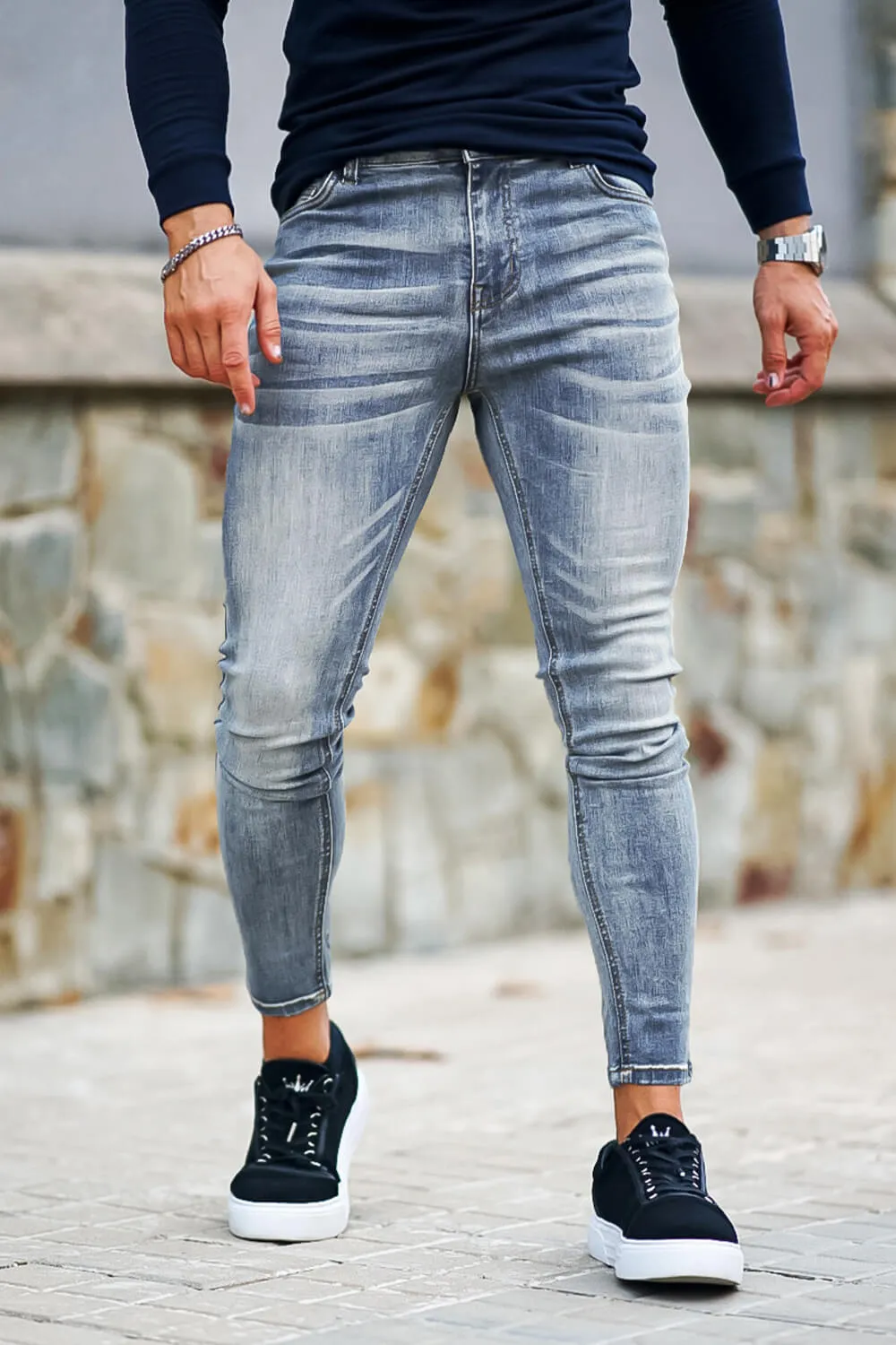 Buy $80 Free Shipping Men's Blue Skinny Jean - High Waist