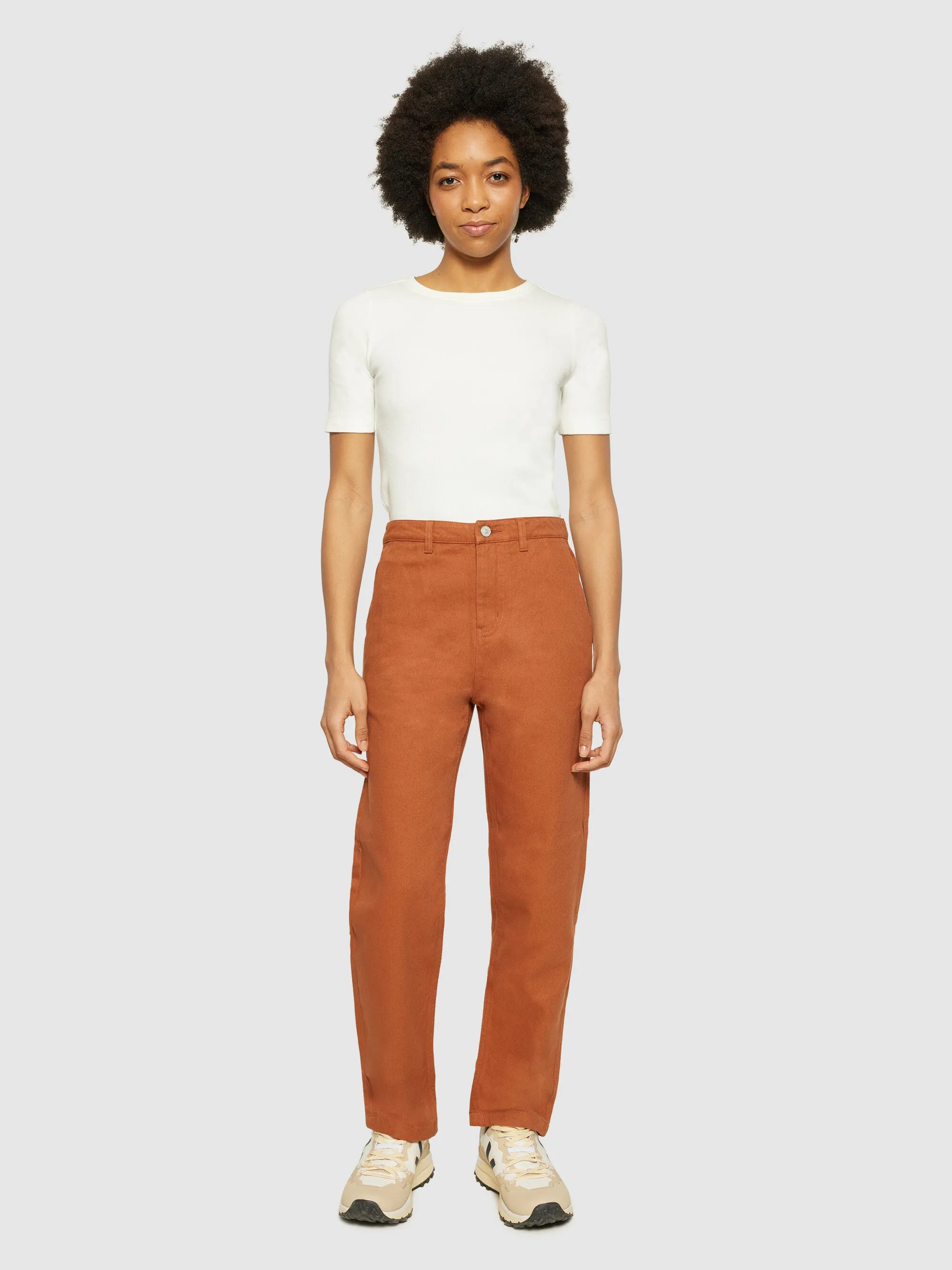 CALLA tapered mid-rise twill workwear pants - GOTS/Vegan - Mocha Bisque