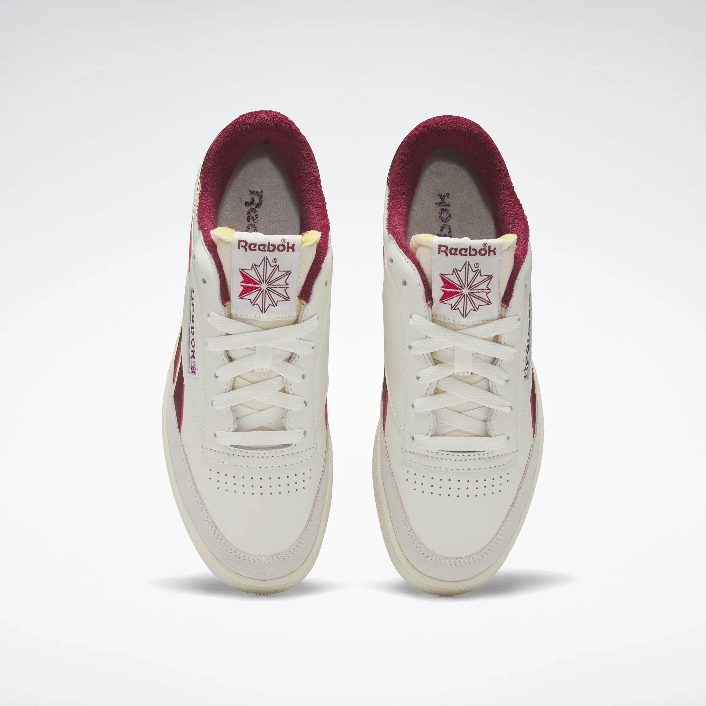 Vintage-Inspired Club C Revenge Shoes in Chalk, Alabaster, and Burgundy