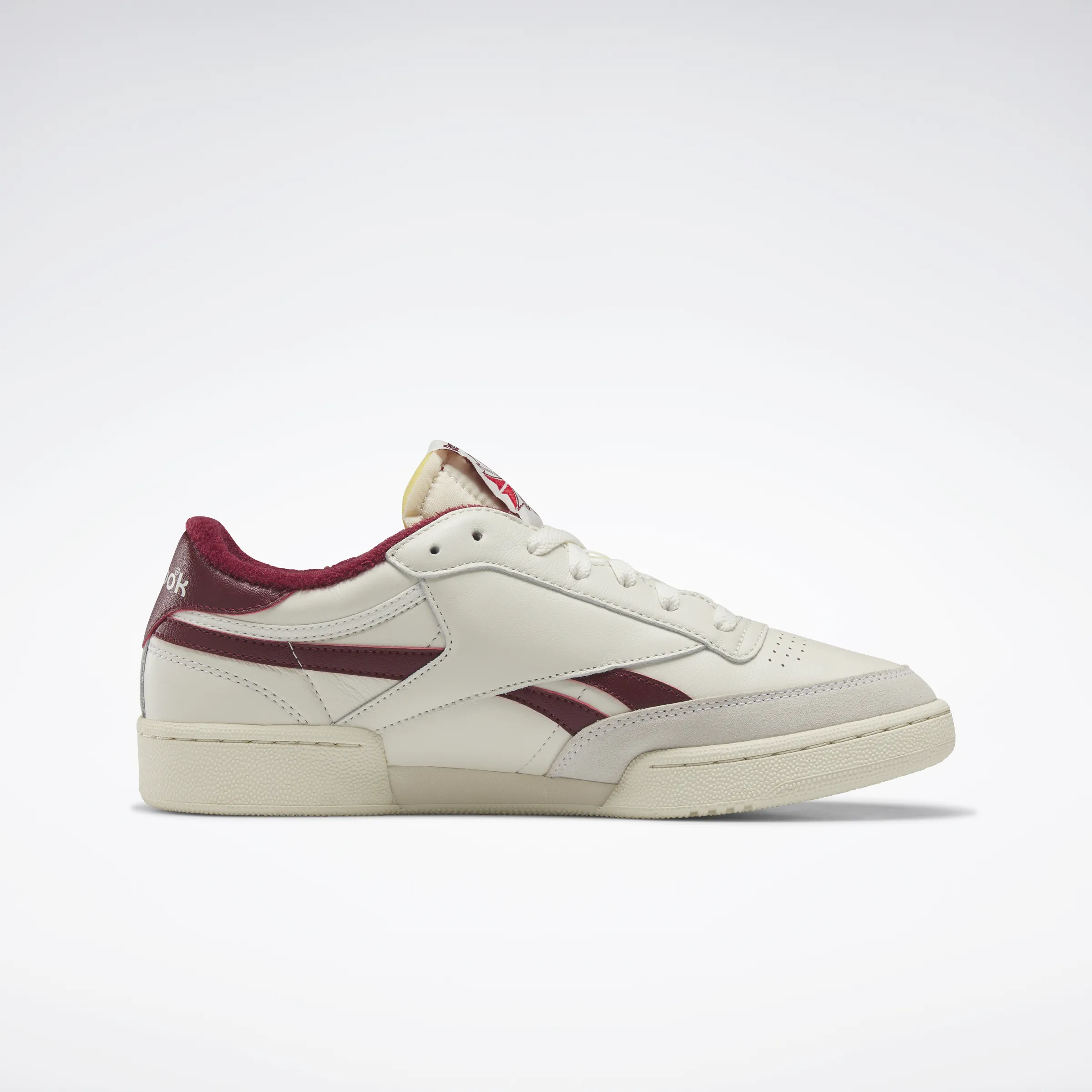 Vintage-Inspired Club C Revenge Shoes in Chalk, Alabaster, and Burgundy