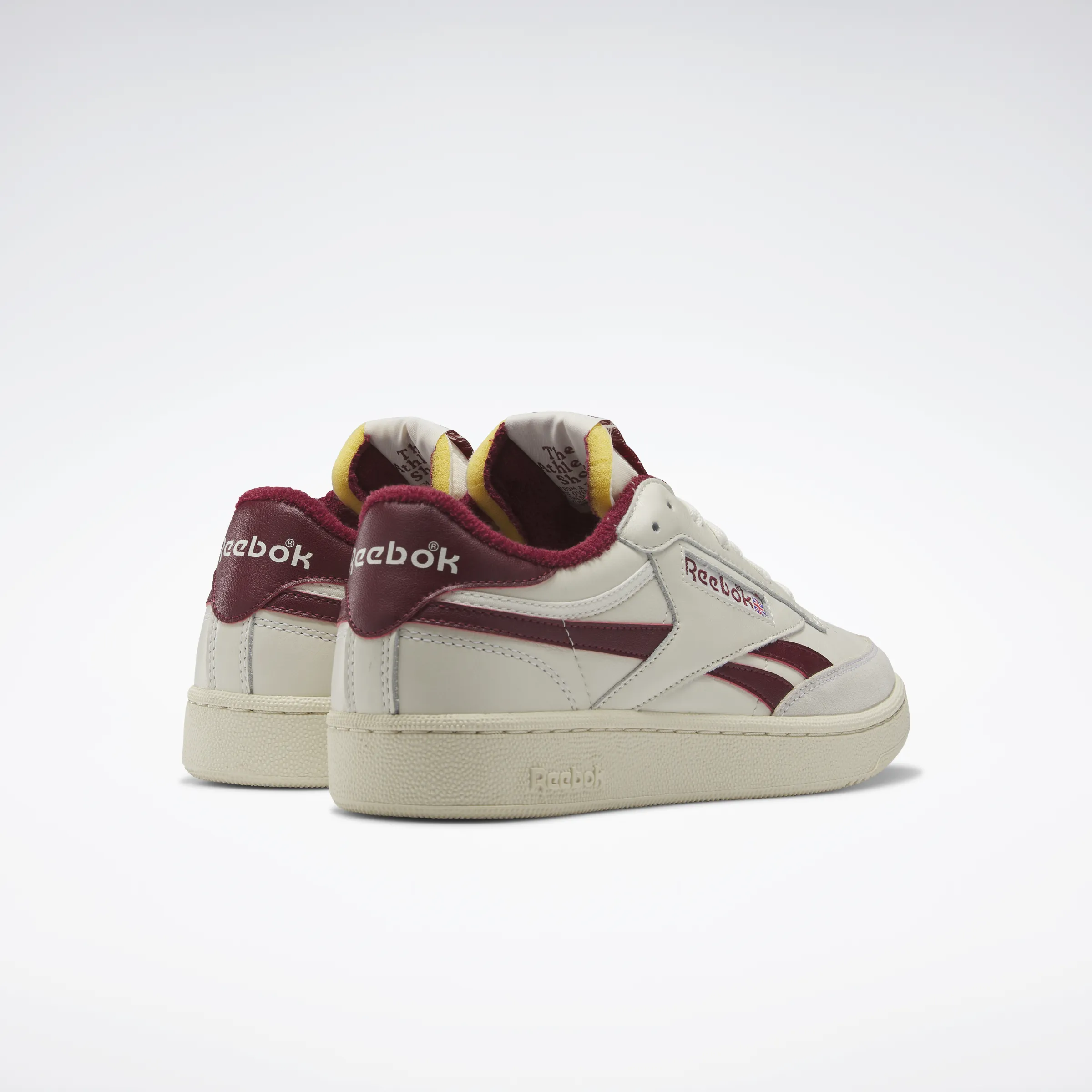 Vintage-Inspired Club C Revenge Shoes in Chalk, Alabaster, and Burgundy