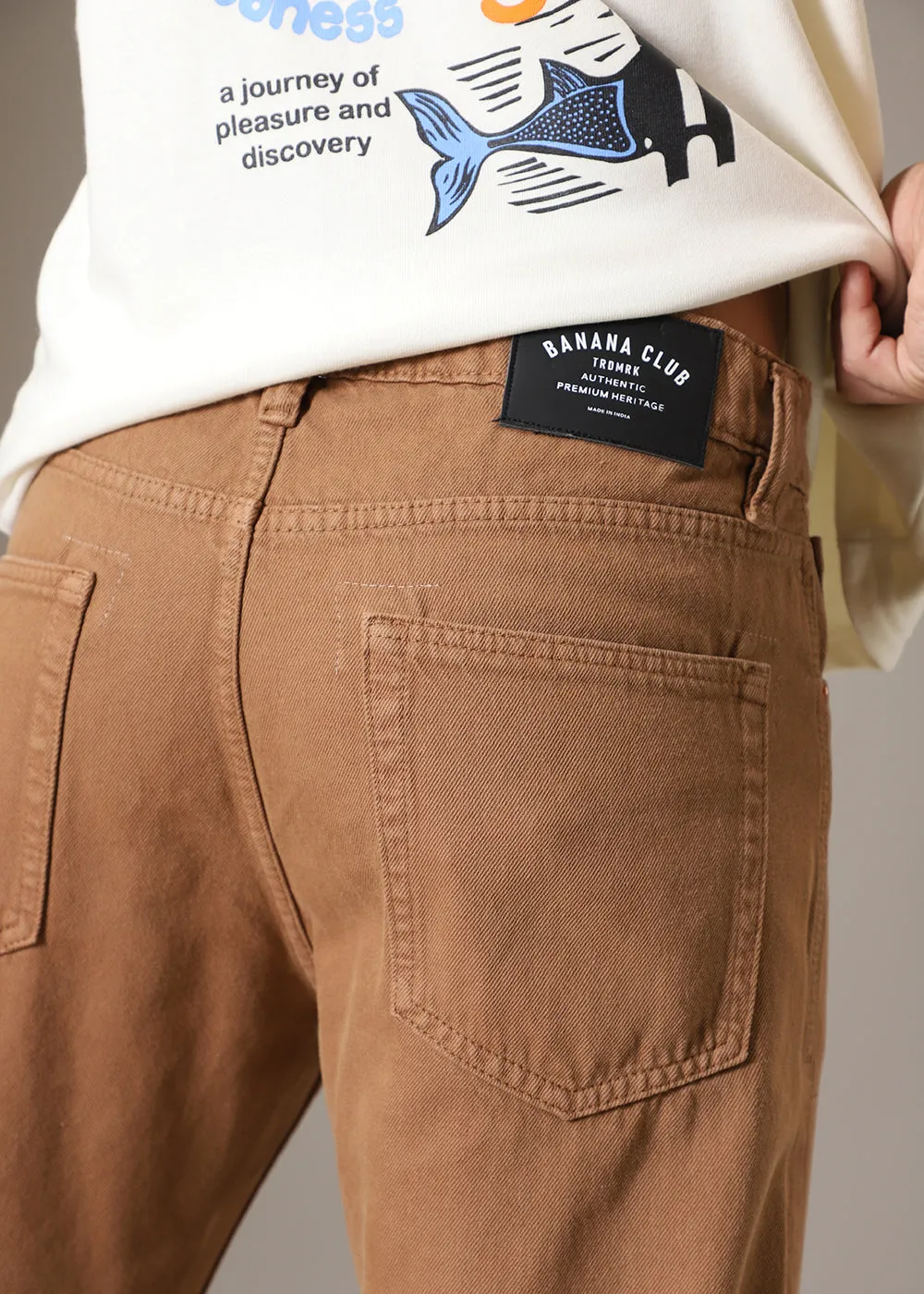 Copper Brown Straight-Fit Denim Jeans