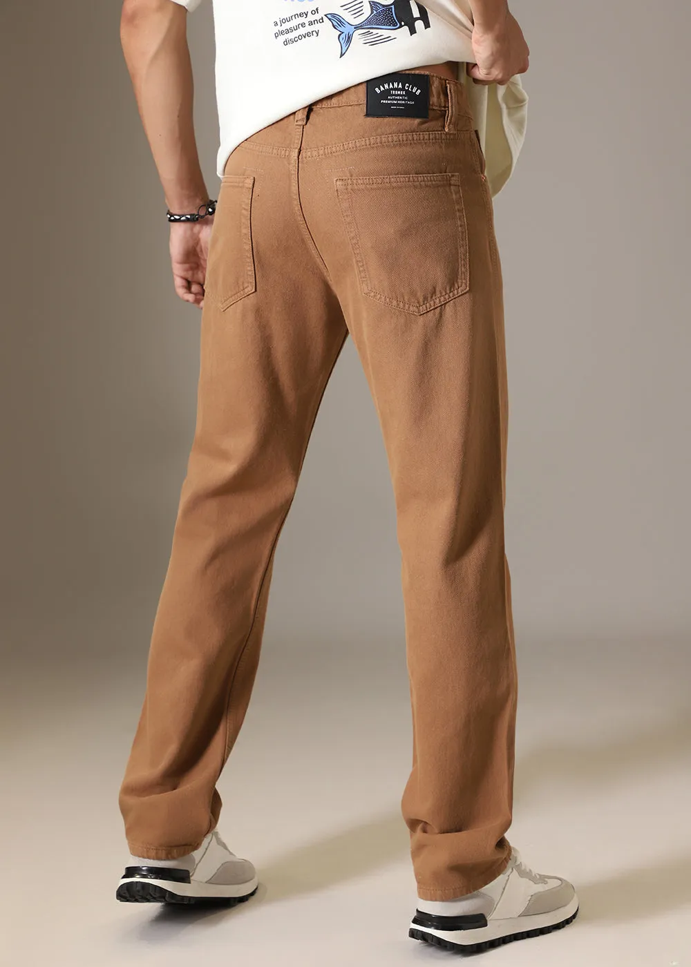 Copper Brown Straight-Fit Denim Jeans