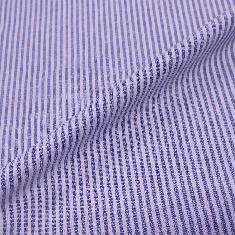 Cotton and Linen Mix - Stripe - Blue