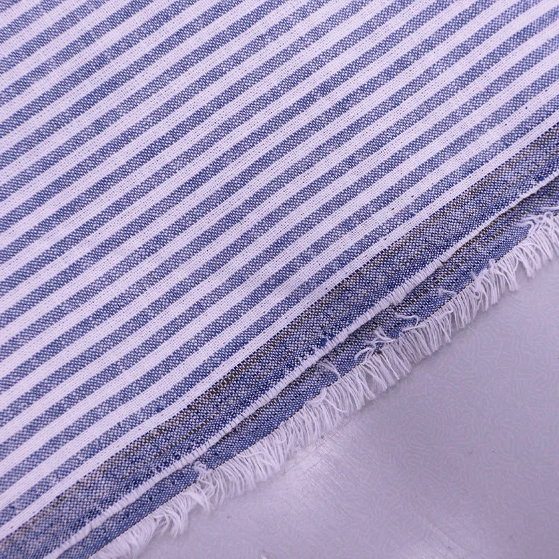 Cotton and Linen Mix - Stripe - Blue