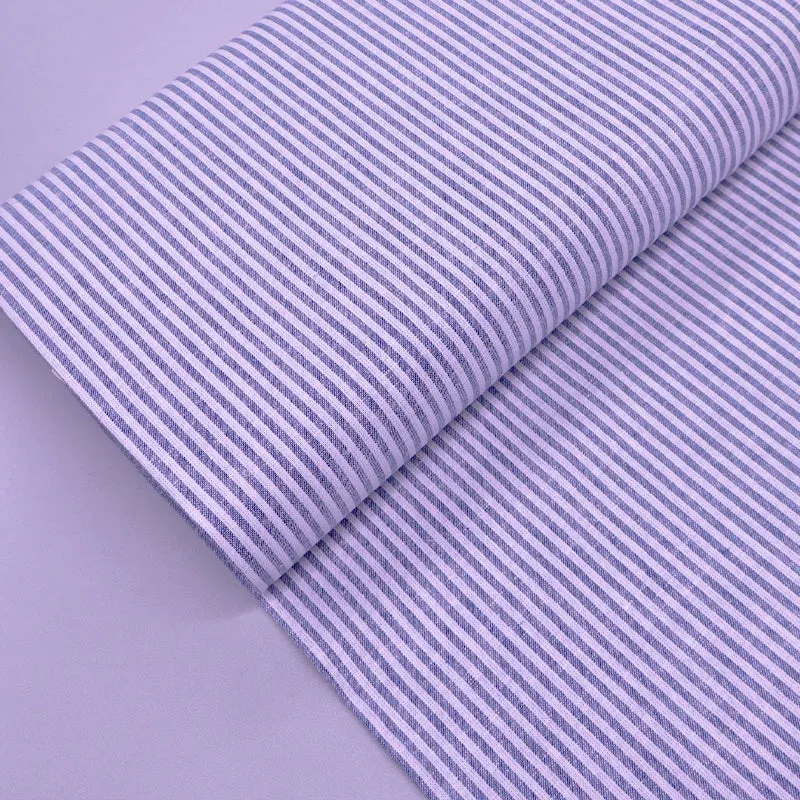 Cotton and Linen Mix - Stripe - Blue