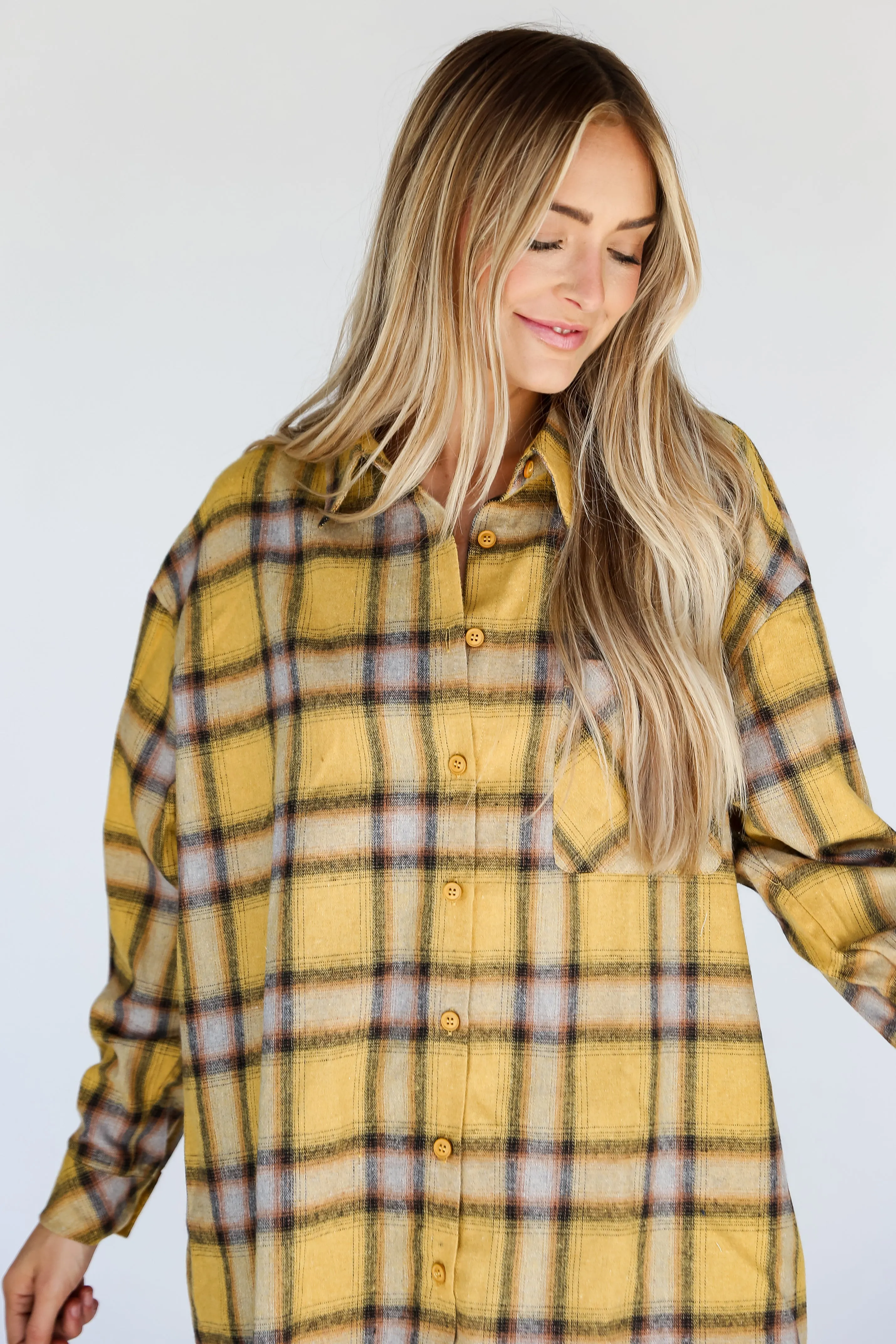 FINAL SALE - All About Fall Mustard Plaid Flannel