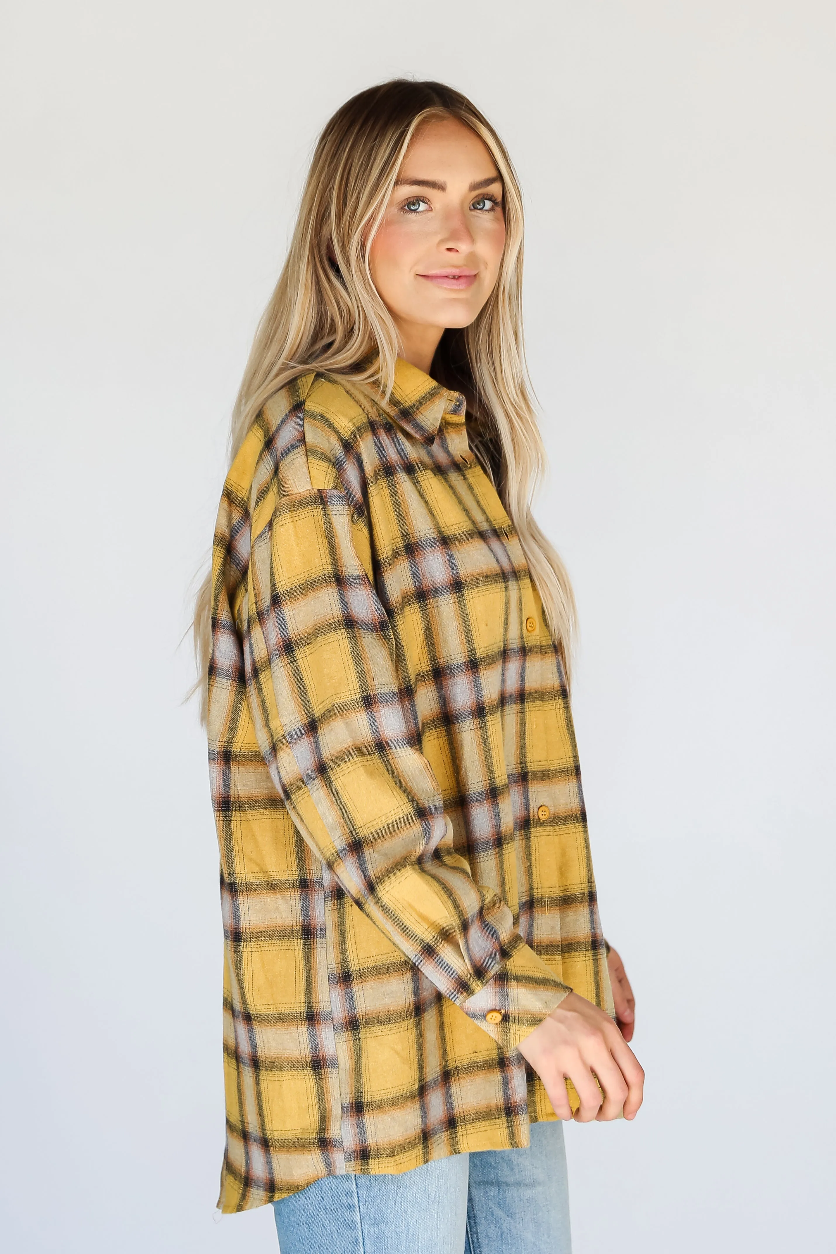 FINAL SALE - All About Fall Mustard Plaid Flannel