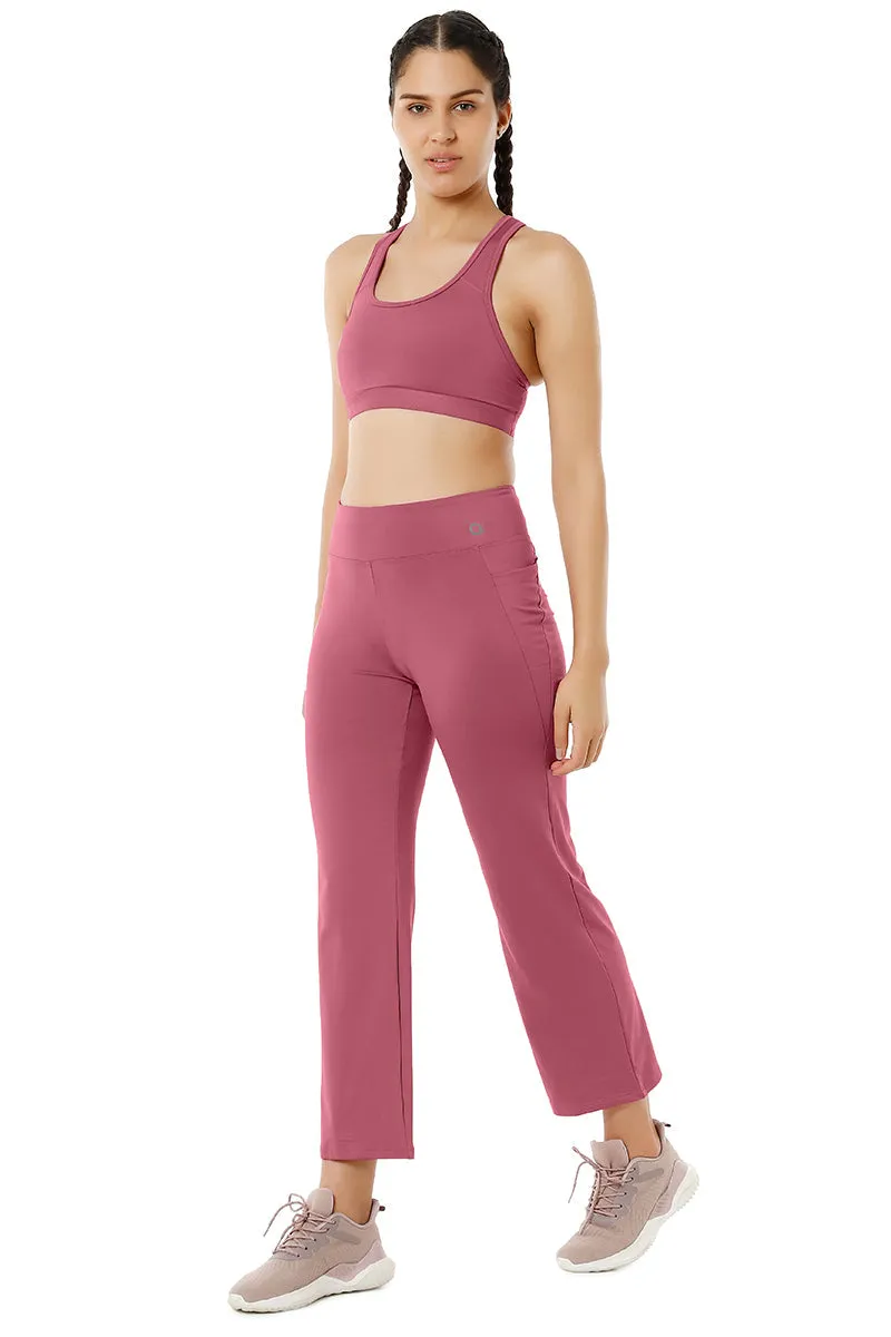 Flaunt Flared High Rise Travel Pants - Heather Rose