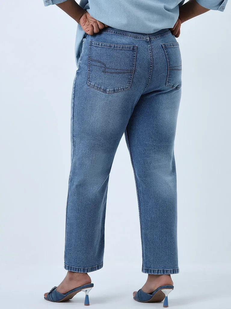 Gia Blue Enzyme-Wash Relaxed - Fit High - Rise Jeans