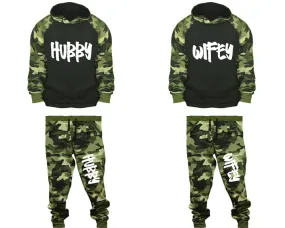 Hubby Wifey Couple Matching Camo Hoodies and Camo Jogger Pants Sold Separately