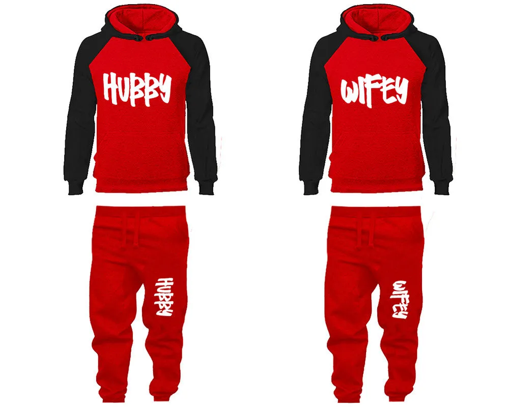 Hubby Wifey Couple Matching Hoodies and Jogger Pants Top Bottom Matching Set