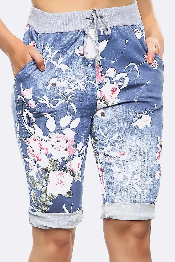 Italian Blossom Print 3/4 Trouser